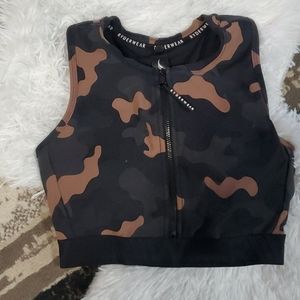 Ryderwear zip up camo sports bra